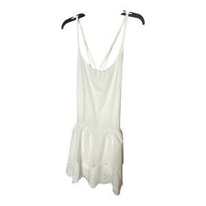 Offline By Aerie Women's S Eyelet Lace Mini Dress With Shorts White Preppy New